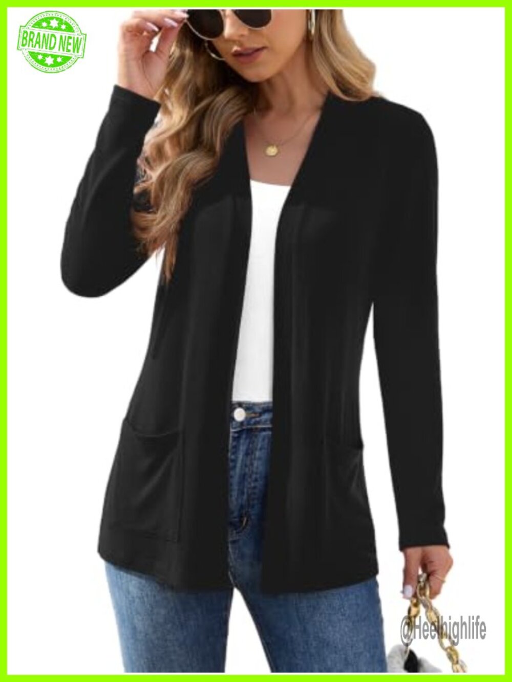 Women's Lightweight Open Front Cardigan Thin Knit Long Sleeve Sweater